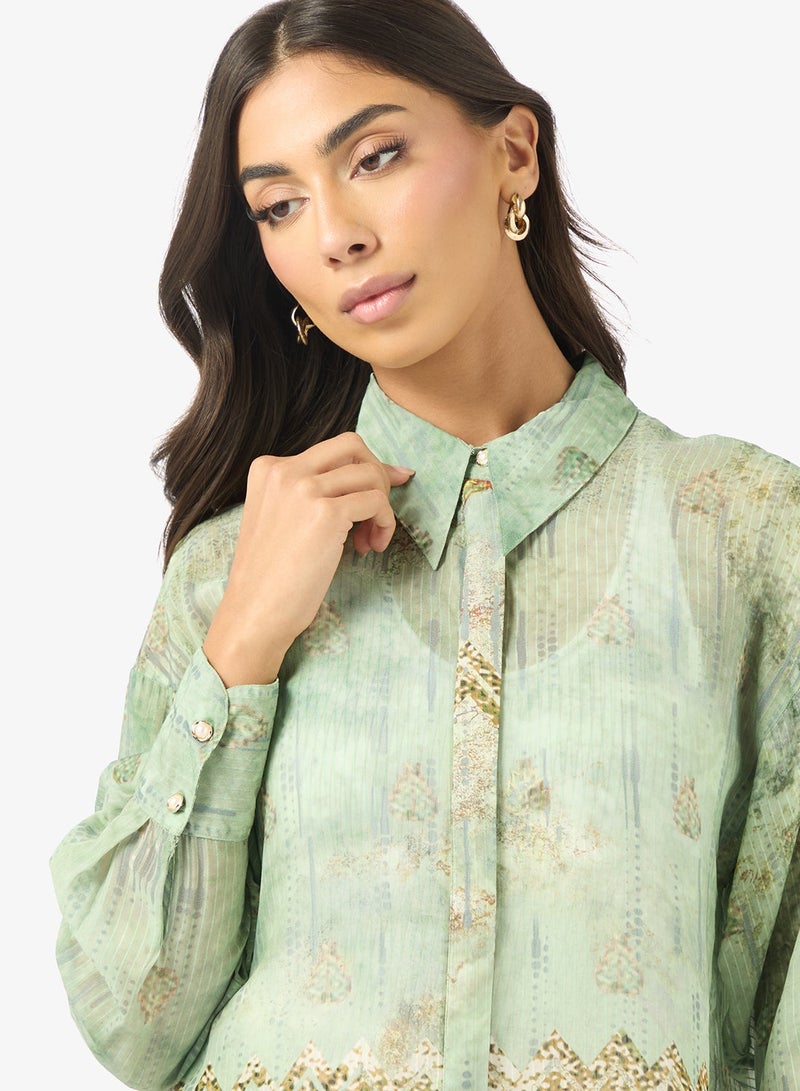 BCBG Patterned Long Sleeves Shirt - Image 3