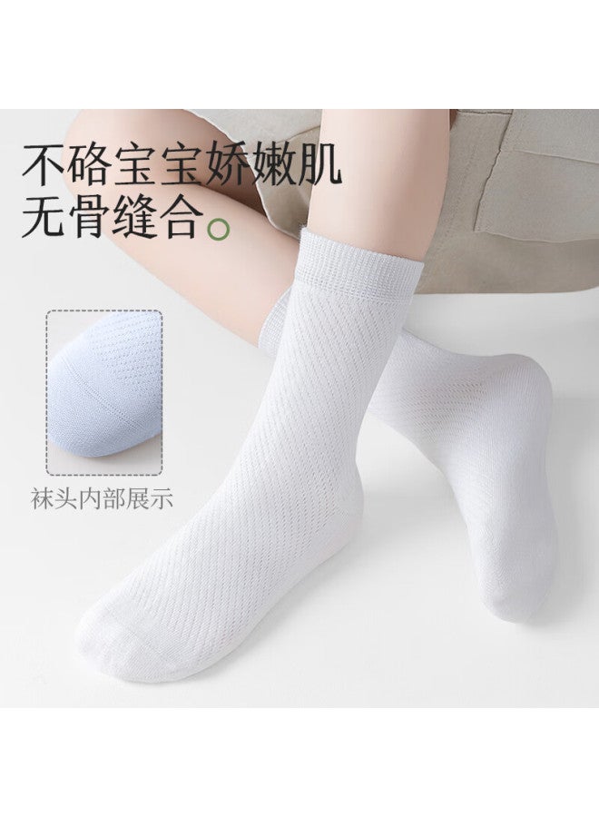 Picking up socks Shiwaji Children's Socks, 100% Cotton, Class A, Thin Summer Style, Mesh Breathable, Odor-resistant, Seamless Mid-calf Socks For Boys And Girls, 6 Pairs, Size L - Image 2