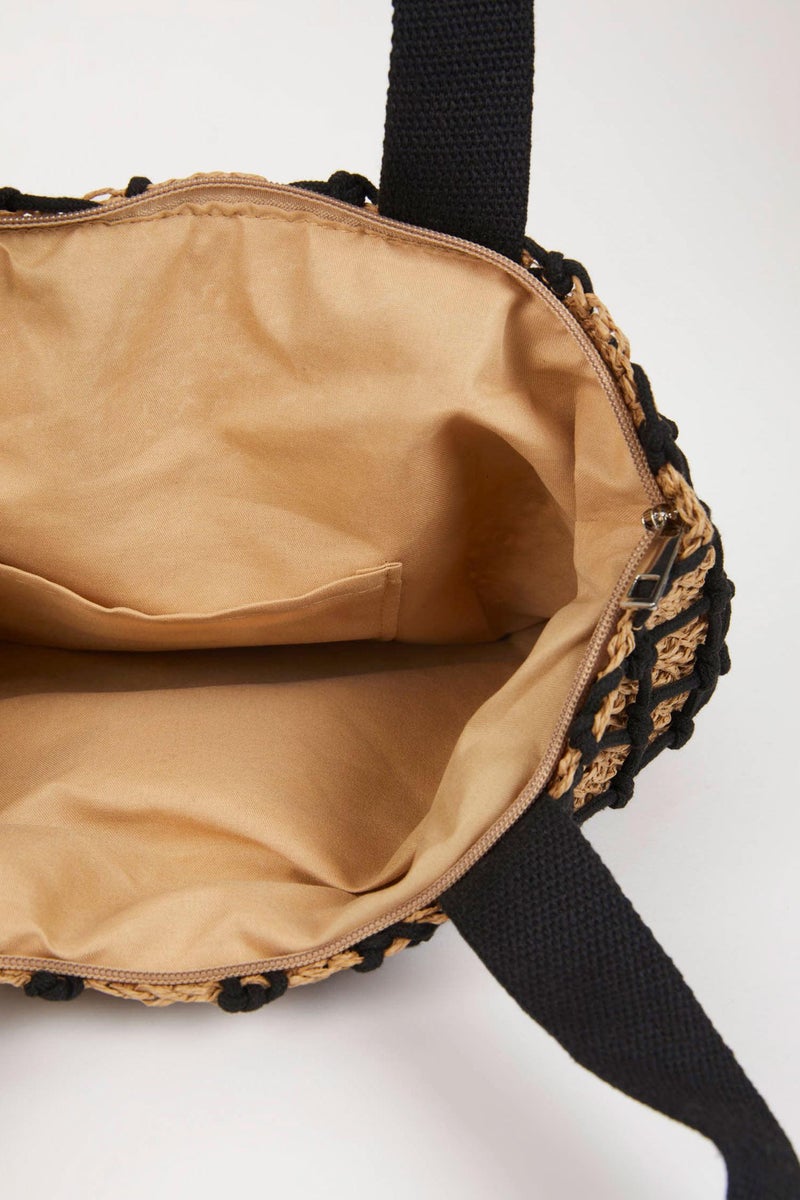 DeFacto Beige Woman Straw Shopping Bag Casual - Image 3