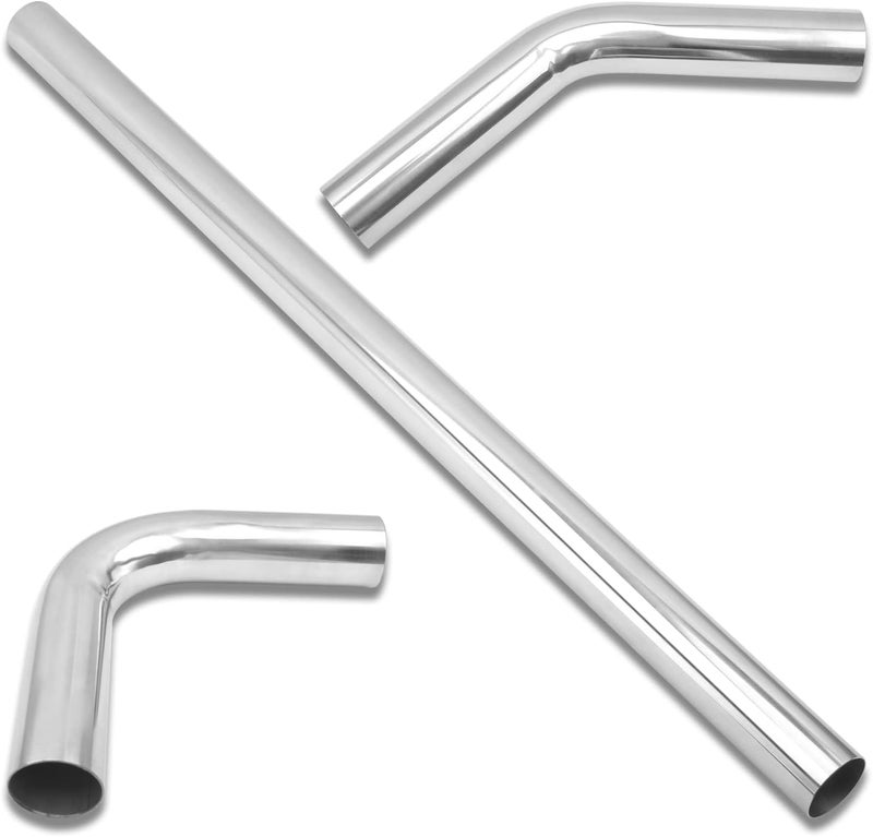 FGJQEFG 2 Inch DIY Custom Mandrel Exhaust Pipe Kit - 3PCS T304 Stainless Steel - Image 1