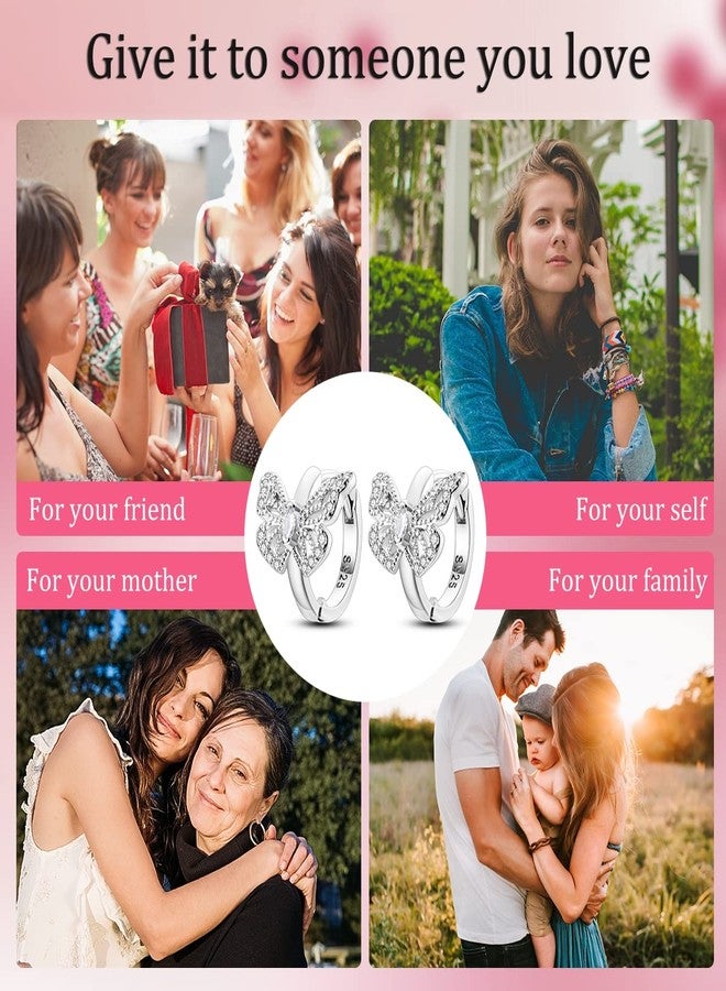 NARMO Earrings for Women 925 Sterling Silver Colourful Heart Hoop Feather Hoop Cross Hoop Small Hoop Earrings Huggie Earrings for Women Hoop Earrings, Sterling Silver, Cubic Zirconia - Image 5