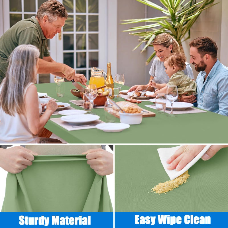 Spotjoy Rectangle Picnic Table Cloth  Waterproof Elastic Fitted Tablecloths  Washable Polyester Table Cover for Camping  Indoor and Outdoor (Green  30""x96"") - Image 4