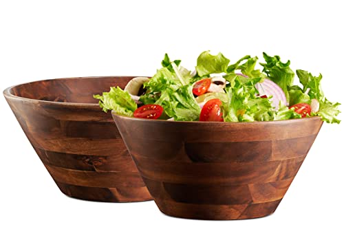 Table Concept Bowl Set, Premium Acacia Wood Bowls, Salad Bowls, Serving Bowls, Home Decor Housewarming Gifts - 8", Set of 2 - Image 1