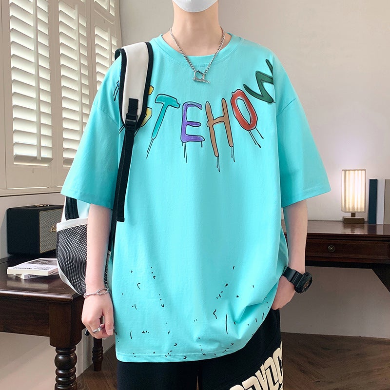 Junior High School Students 12-15 Years Old Boy Summer 13 Short-Sleeved T-Shirt 14 Cotton Half-Sleeved 16 Teenagers Big Children'S Clothes 17 - Image 1