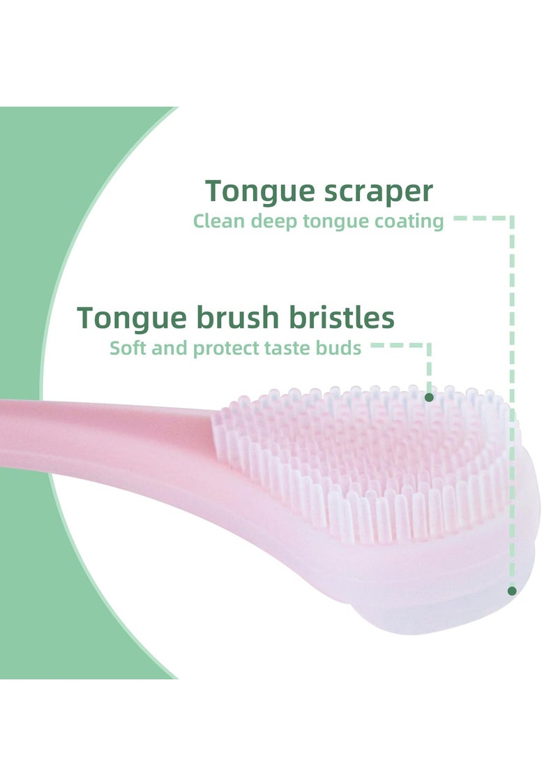 4Pcs Silicone Tongue Scrapers for Adults, Double Sided Cleaners for Fresh Breath, Easy to Carry (Green, Pink, Purple, Orange), Reduce Bad Breath Effectively - Image 3