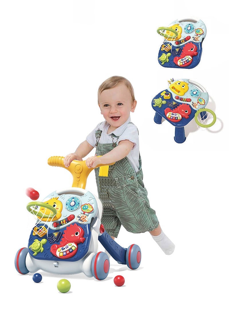 ما بيبي 3 في 1 طفل ووكر المضادة للانقلاب دفع ووكر الجلوس والوقوف مع طاولة الدراسة والموسيقى 42 * 43.5 * 47.4 سم - Image 1