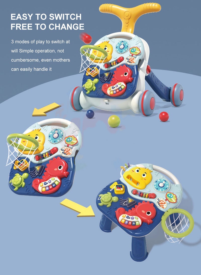 ما بيبي 3 في 1 طفل ووكر المضادة للانقلاب دفع ووكر الجلوس والوقوف مع طاولة الدراسة والموسيقى 42 * 43.5 * 47.4 سم - Image 2