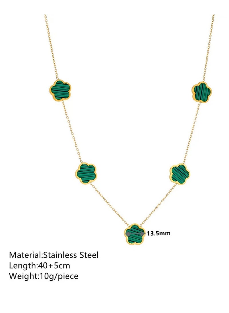 Luxury Jewelry Set – 4 Elegant Pieces with Floral Design - Green  - Image 3