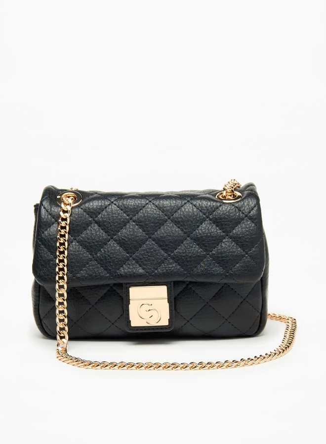 سيليست Women Quilted Crossbody Bag with Button Closure and Chain Strap