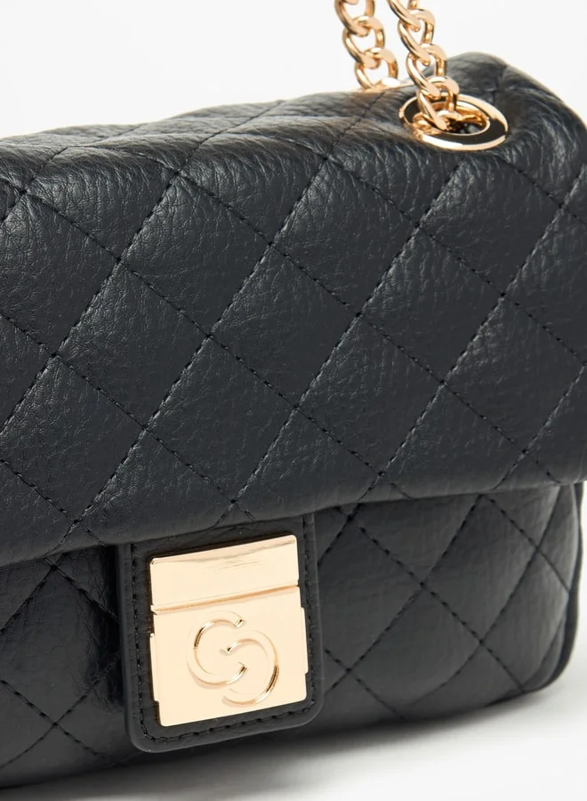 سيليست Women Quilted Crossbody Bag with Button Closure and Chain Strap