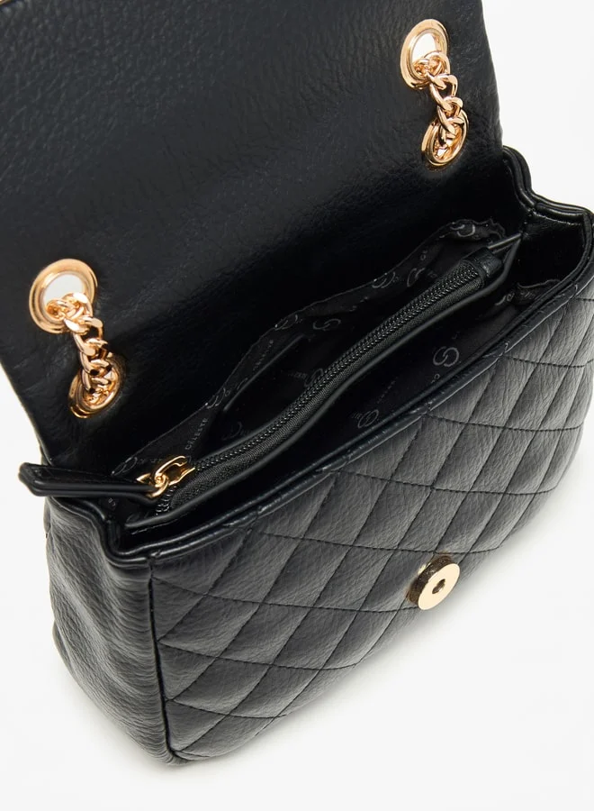 سيليست Women Quilted Crossbody Bag with Button Closure and Chain Strap
