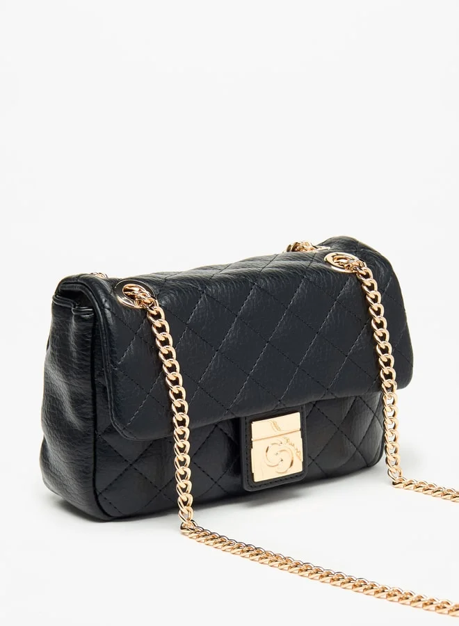 سيليست Women Quilted Crossbody Bag with Button Closure and Chain Strap