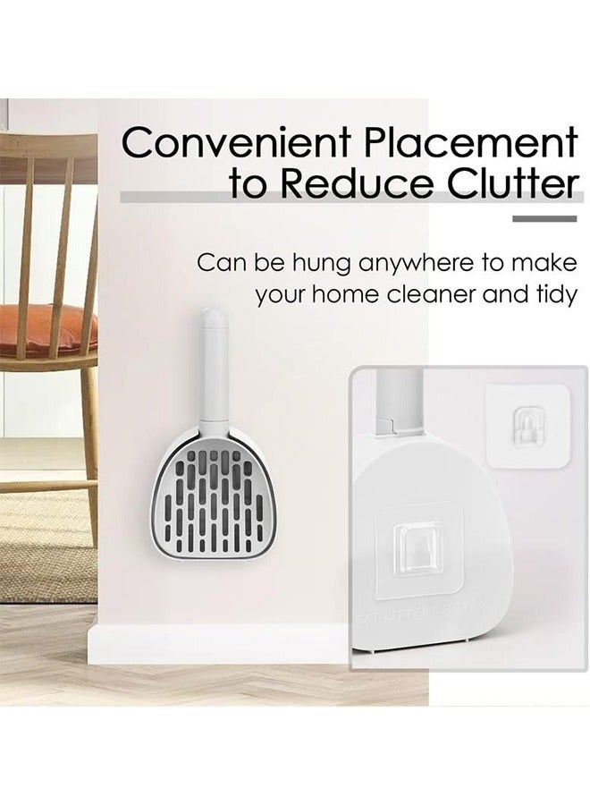 Multifunctional Cat Litter Scoop, Portable Hanging Deep Cat Litter Scoop Shovel, Retachable Durable Cat Litter Shovel with Holder and Waste Container (White)  - Image 4
