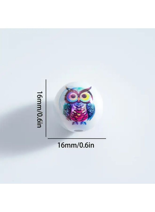 خرز البومة المختلط 10 قطع من الخرز الأكريليكي لصنع الحلي اليدوية والحرف - Image 3