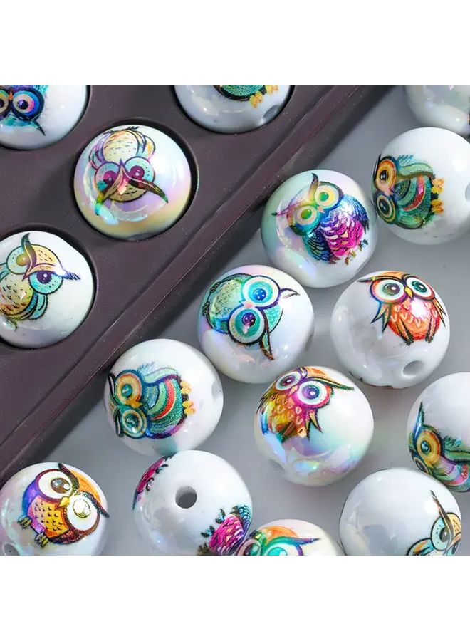 خرز البومة المختلط 10 قطع من الخرز الأكريليكي لصنع الحلي اليدوية والحرف - Image 4