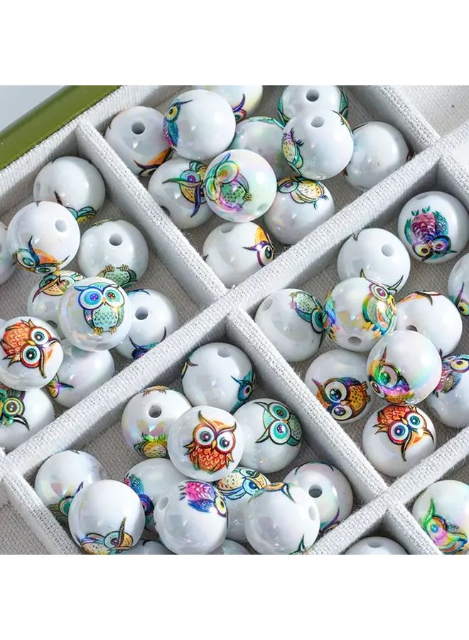 خرز البومة المختلط 10 قطع من الخرز الأكريليكي لصنع الحلي اليدوية والحرف - Image 5