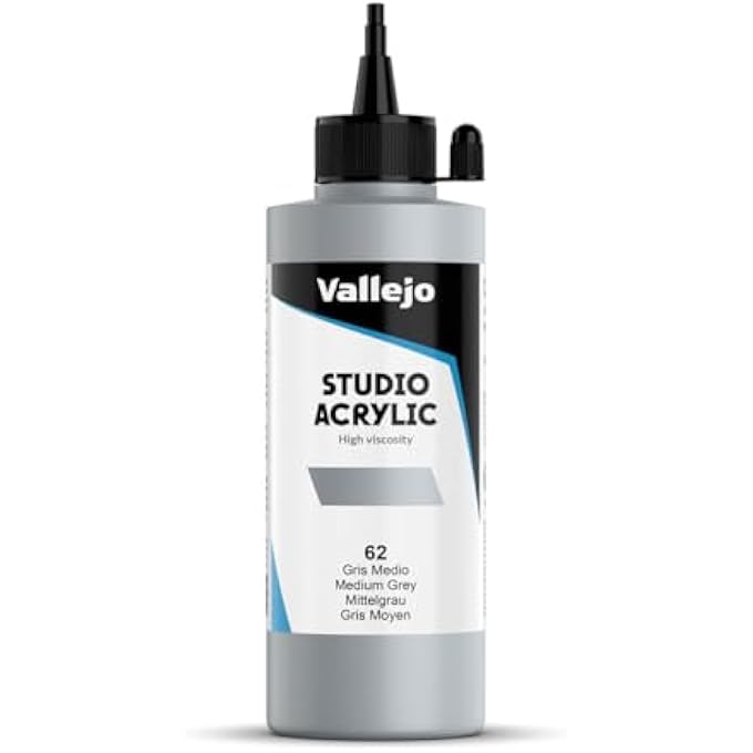 Vallejo 22062 ACRYLIC STUDIO PAINT 200 ML, MEDIUM GREY - Image 1