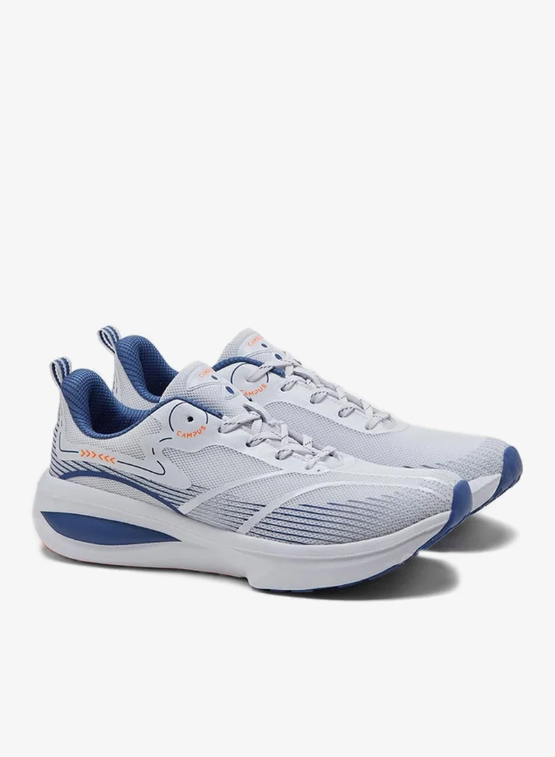 CAMPUS Wht/R.Slate Men’s White & Blue Sneakers – Sleek Line Pattern Design Shoes with Modern Sporty Aesthetic for Men | Best Price UAE