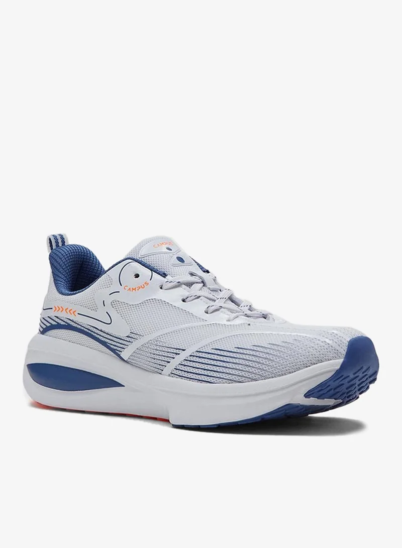 CAMPUS Men’s White & Blue Sneakers – Sleek Line Pattern Design Shoes with Modern Sporty Aesthetic