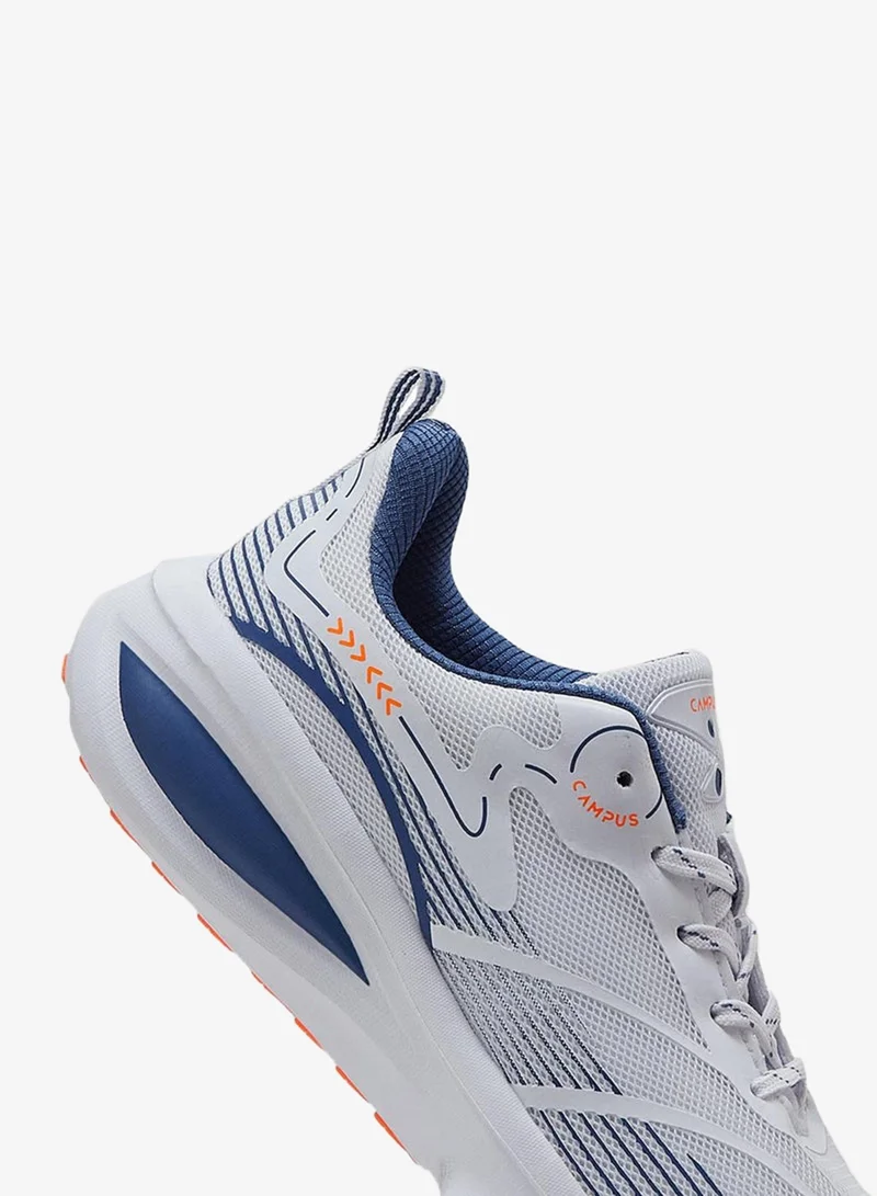 CAMPUS Wht/R.Slate Men’s White & Blue Sneakers – Sleek Line Pattern Design Shoes with Modern Sporty Aesthetic for Men | Best Price UAE