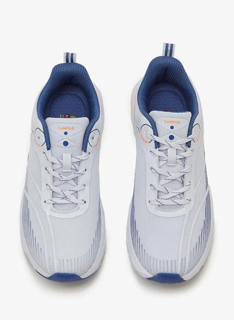 CAMPUS Wht/R.Slate Men’s White & Blue Sneakers – Sleek Line Pattern Design Shoes with Modern Sporty Aesthetic for Men | Best Price UAE