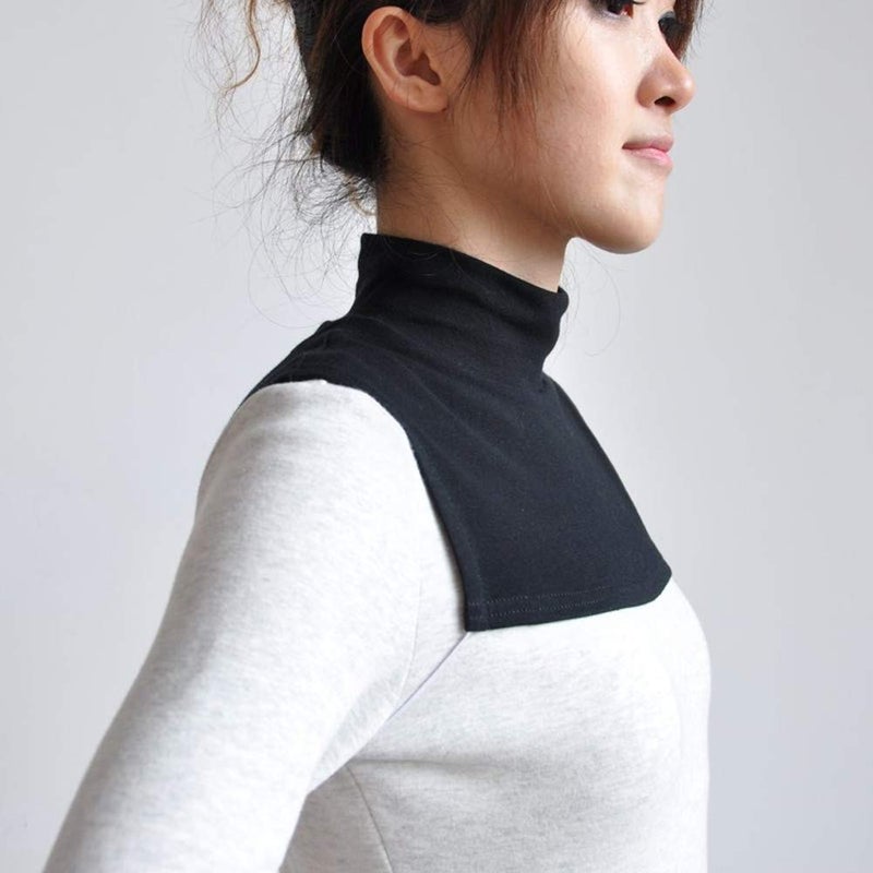 Teemall Womens Warmer Cotton Half Top Mock Blouse Dickey Collar Neck Dickey False Fake Turtleneck Neck (Black+White+Gray) - Image 4