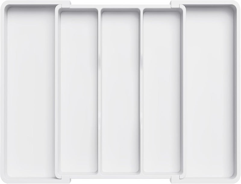 Lifewit Utensil Organizer for Kitchen Drawers, Expandable Cooking Utensil Tray, Adjustable Cutlery Silverware Flatware Holder, Plastic Kitchen Spatula Tools and Gadgets Storage Divider, Large, White - Image 1