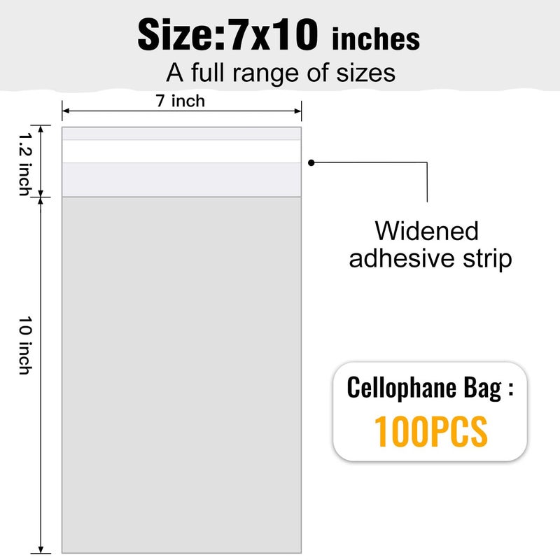 COQOFA 7x10 inch 100Pcs Clear Self Sealing Cellophane Bags Resealable Adhesive Candy Nuts Treat Party Favors Photos A5 Cards Envelopes Gift Plastic Packaging Poly Bag - Image 2
