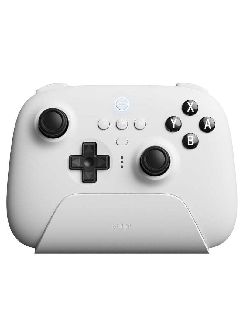 8Bitdo Ultimate Bluetooth Controller with Charging Dock, Wireless Pro Controller with Hall Effect Sensing Joystick, Compatible with Switch, Windows and Steam Deck (White)  - Image 1