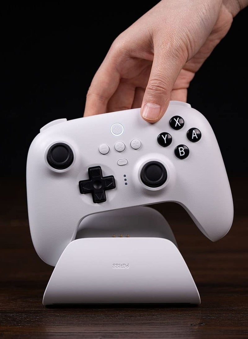 8Bitdo Ultimate Bluetooth Controller with Charging Dock, Wireless Pro Controller with Hall Effect Sensing Joystick, Compatible with Switch, Windows and Steam Deck (White)  - Image 4