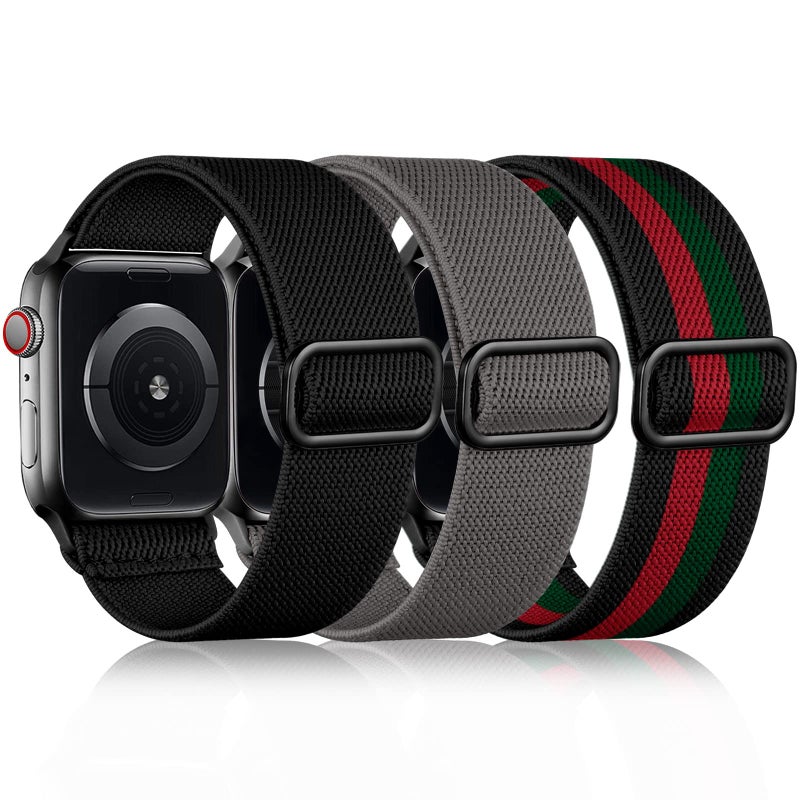 DaQin 3 Pack Stretchy Solo Loop Compatible with Apple Watch Bands for Men 42mm 41mm 40mm 38mm, Soft Nylon Braided Elastic Strap for iWatch Band Series 11 10 9 8 7 6 5 4 3 SE Ultra 3 Ultra 2 Ultra - Image 1