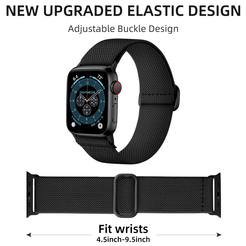 DaQin 3 Pack Stretchy Solo Loop Compatible with Apple Watch Bands for Men 42mm 41mm 40mm 38mm, Soft Nylon Braided Elastic Strap for iWatch Band Series 11 10 9 8 7 6 5 4 3 SE Ultra 3 Ultra 2 Ultra - Image 3