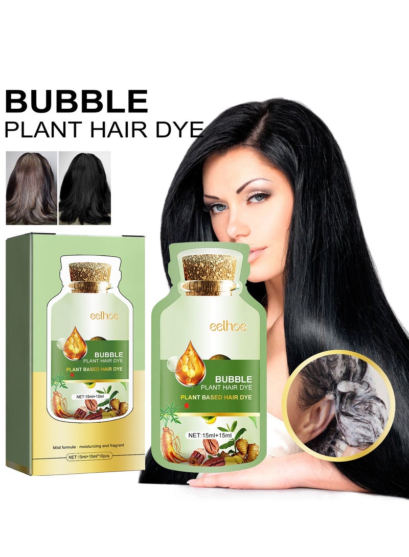 EELHOE Bubble Hair Dye Shampoo,Natural Plant Hair Dye, Pure Plant Extract for Grey Hair Color Bubble Dye Plant Bubble Hair Dye Shampoo 30ml 10packs/Box - Image 1