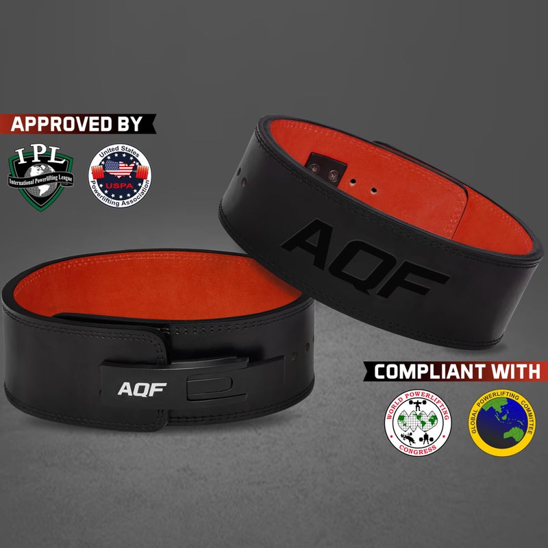 AQF Weight Lifting Belt for Men - 4” Wide x 13mm Thick Powerlifting Lever Buckle Gym Fitness Belt Heavy Duty Back Support Leather Deadlift Belt Workout Belt Bodybuilding (Alloy Buckle, M) - Image 2