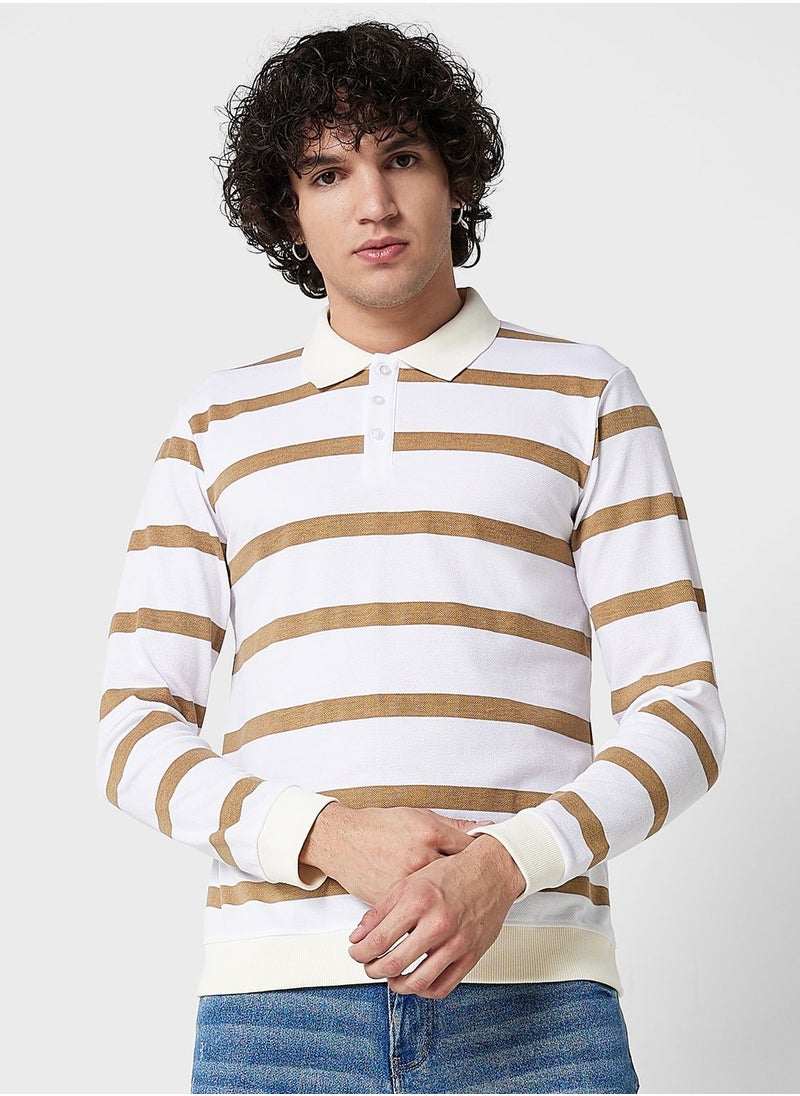 Seventy Five - Long Sleeve Striped Polo - Image 1