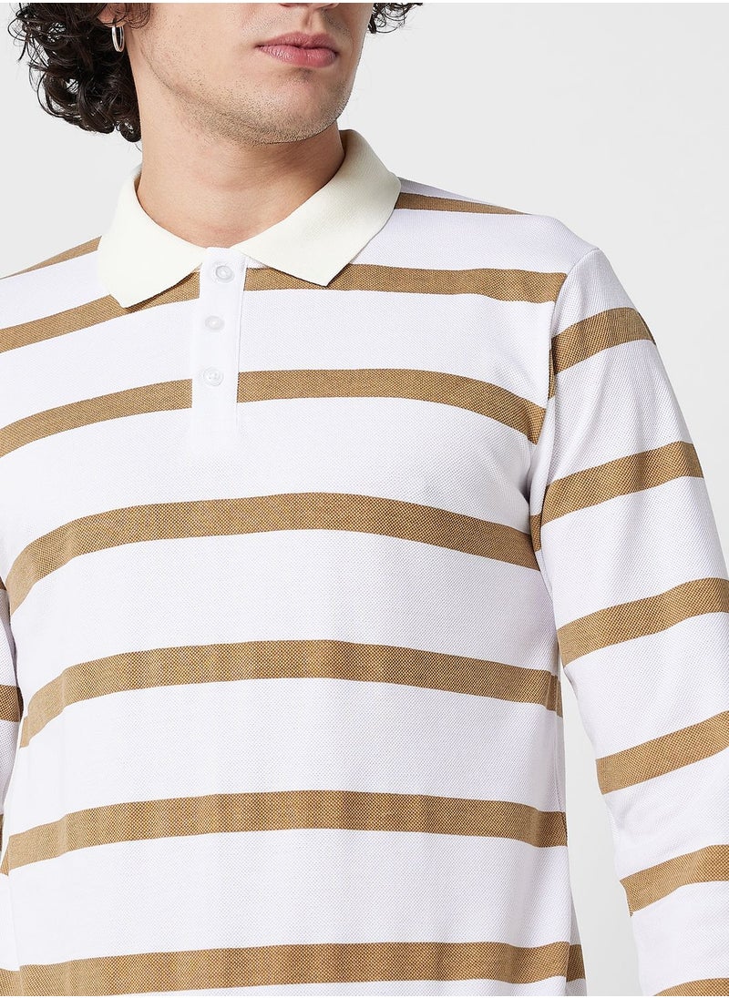 Seventy Five - Long Sleeve Striped Polo - Image 1