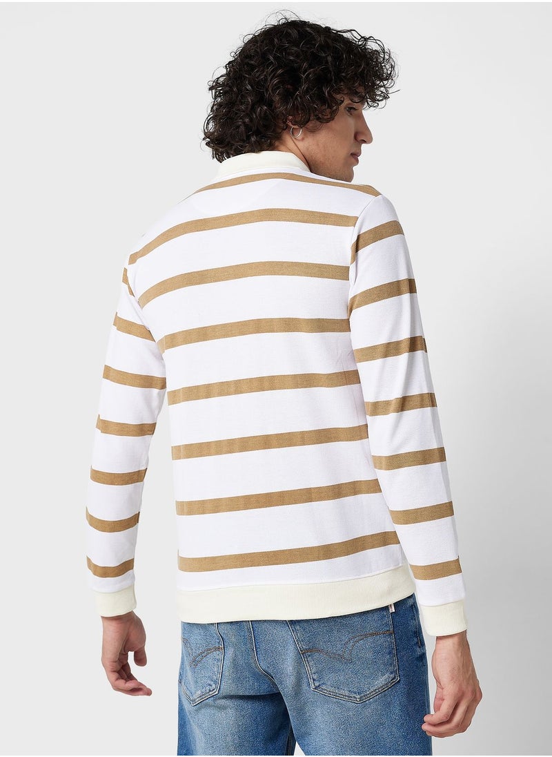 Seventy Five - Long Sleeve Striped Polo - Image 1