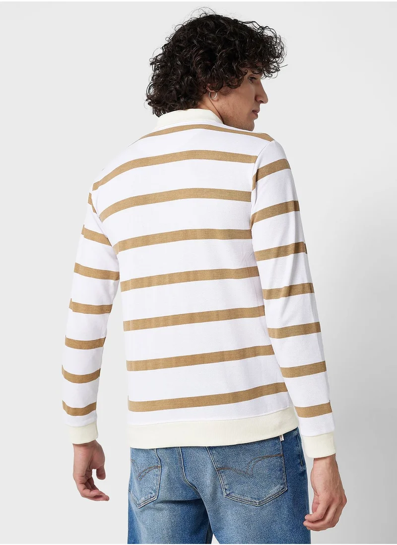 Seventy Five Long Sleeve Striped Polo