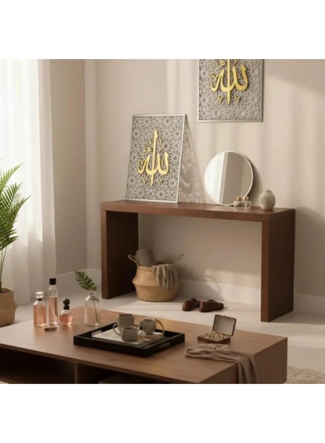 Allah Calligraphy Acrylic Wall Art Geometric Islamic Decor 3D Mirror Effect Self Adhesive Arabic Wall Decoration for Living Room Bedroom Office UAE Home 60x70cm - Image 2