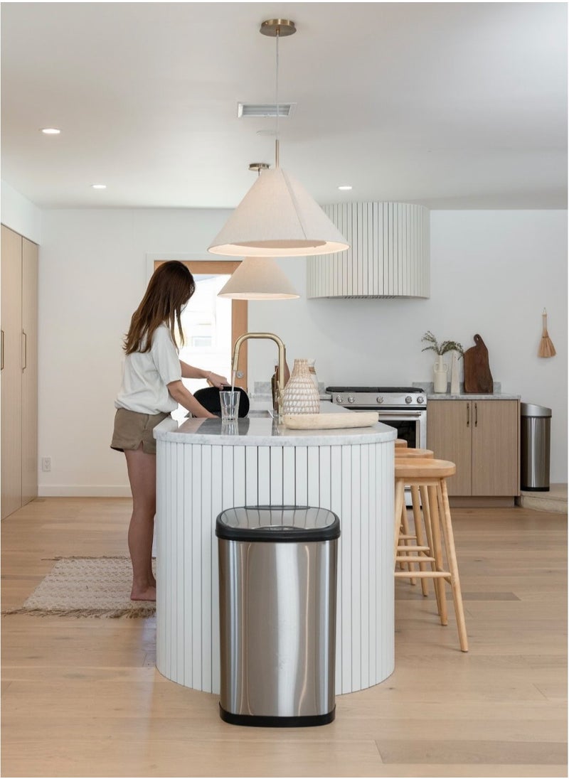 Ninestars - Ninestars Automatic Touchless Infrared Motion Sensor Trash Can Electric Modern Stain Resistant Garbage Bin for Kitchen Office Living Room 13 Gal 50L Stainless Steel - Image 1