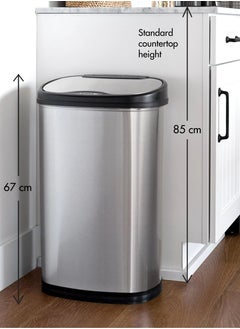 Ninestars Ninestars Automatic Touchless Infrared Motion Sensor Trash Can Electric Modern Stain Resistant Garbage Bin for Kitchen Office Living Room 13 Gal 50L Stainless Steel  - Image 4
