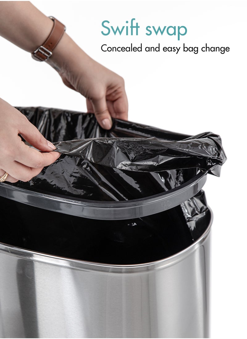 Ninestars - Ninestars Automatic Touchless Infrared Motion Sensor Trash Can Electric Modern Stain Resistant Garbage Bin for Kitchen Office Living Room 13 Gal 50L Stainless Steel - Image 1