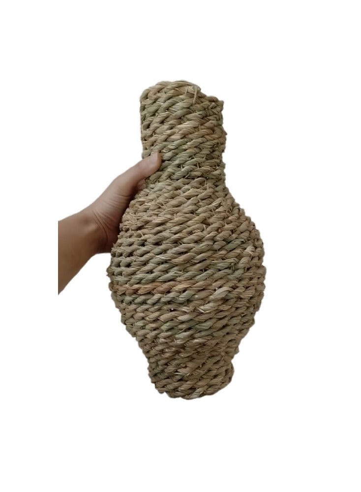 مزهرية ماء فارغة طبيعية مصنوعة من عشب  الحلفا مزهرية يدوية الصنع بشكل جميل  - Image 1