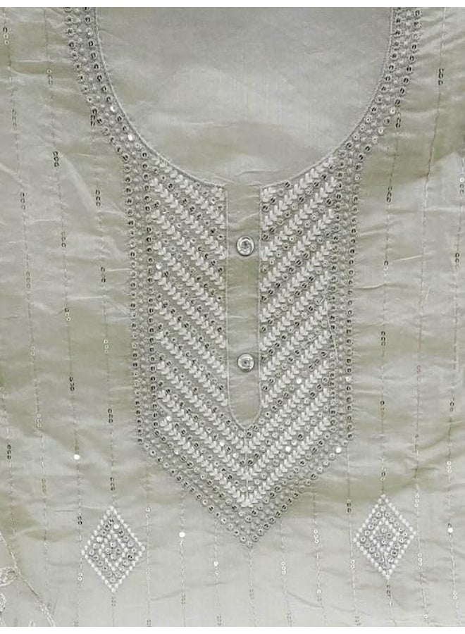 Sidhidata Women's Heavy Cotton Embroidery Work Unstitched Salwar Suit Dress Material With Chanderi Work Dupatta (Free Size) - Image 2