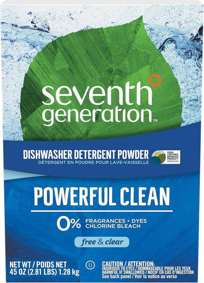 Seventh Generation Free & Clear Dishwasher Detergent Powder, 45 oz (1.28 kg) - Image 1