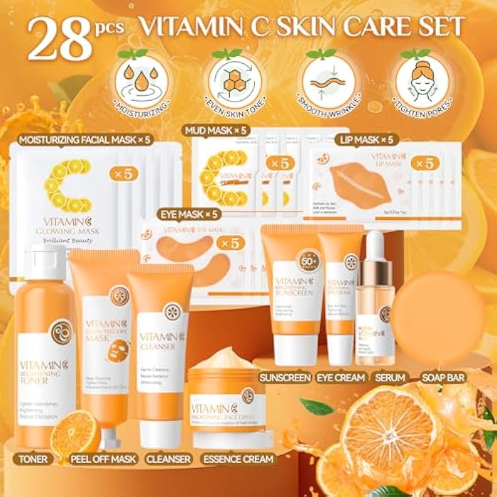 Ofanyia 28 Pcs Vitamin C Skin Care Set, Skincare for Girls 10-12, Complete Skincare Routine for Deep Clean, Soft and Hydrated Skin, Ideal Gift for Teen Girls - Image 2