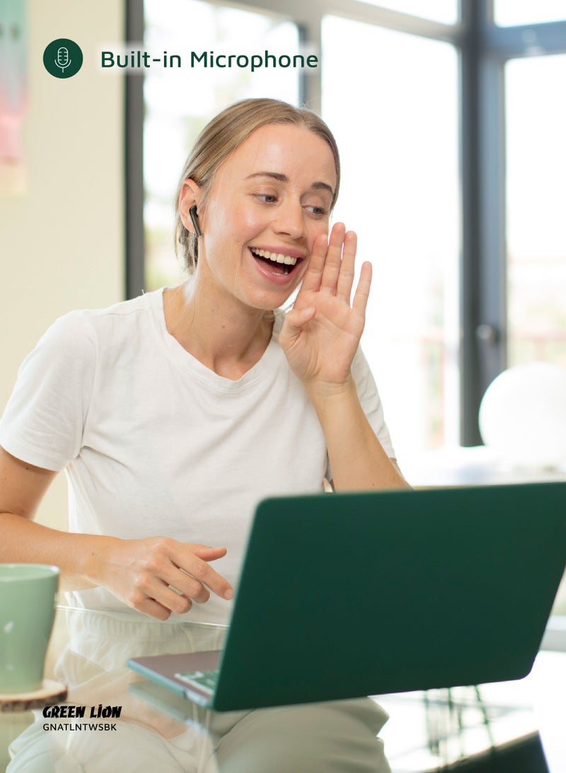 GREEN LION Atlanta True Wireless Earbuds with 3H Playtime & Voice Assistant / Bluetooth V5.4 / HiFi Sound / Truewireless Headphones - Black - Image 4