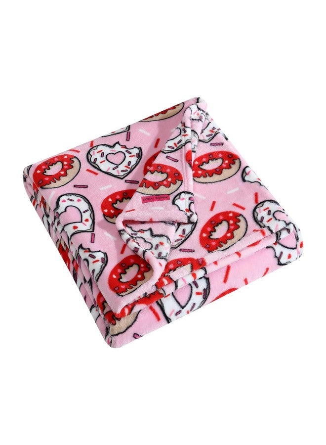 Betsey Johnson - Blanket, Buttery-Soft Throw Blanket for Couch or Bed, Boldly Plush & Oversized Bedding, Halloween Decor (Donut Hearts Pink, 50" x 70") - Image 1