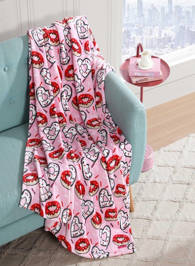 Betsey Johnson - Blanket, Buttery-Soft Throw Blanket for Couch or Bed, Boldly Plush & Oversized Bedding, Halloween Decor (Donut Hearts Pink, 50" x 70") - Image 2