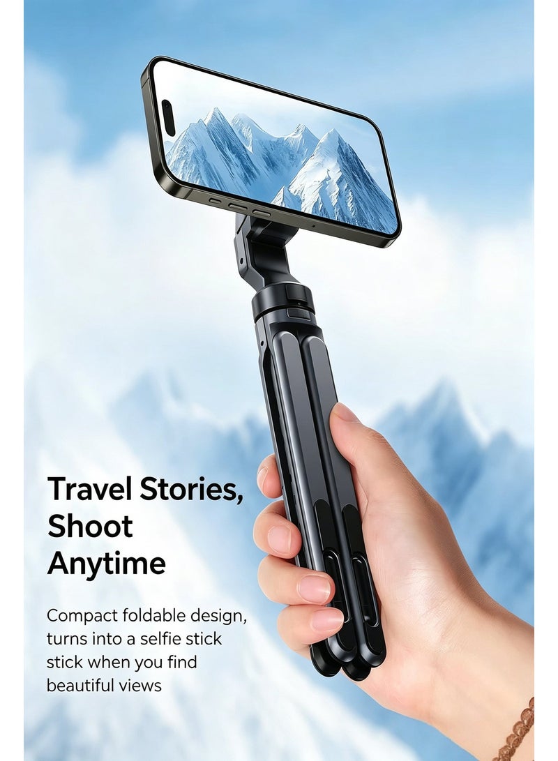 Portable Foldable Aluminium Laptop Stand Multi-Angle Adjustable, Universal Desk Holder for MacBook, Notebook, Tablet & Mobile Phone, Travel Office Cooling Support, Mini Selfie Gimbal with AI Tracking Function - Image 3
